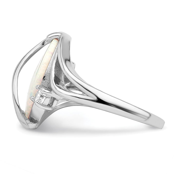 Shop Stylish Rhodium-Plated Sterling Silver Twist Ring with Opal & CZ Accents-3