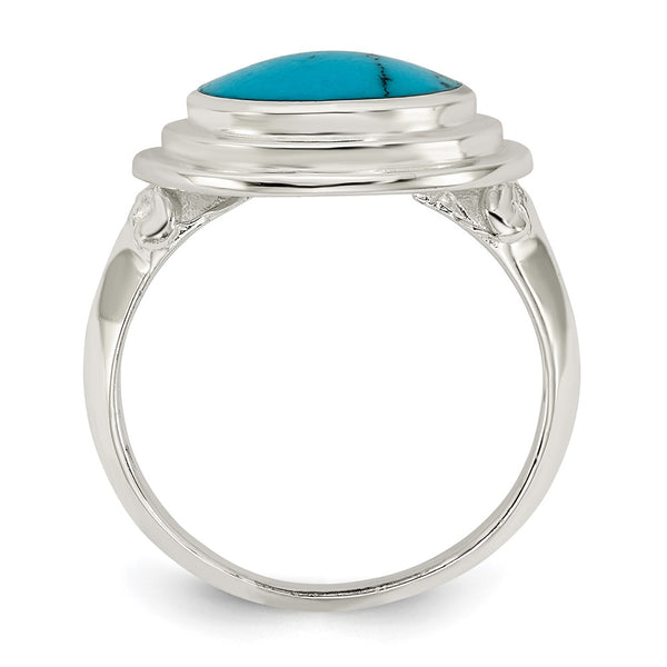 Polished Round Imitation Turquoise Ring in Sterling Silver