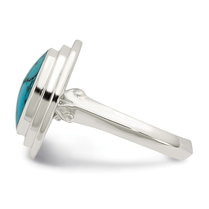 Exclusive Polished Round Imitation Turquoise Ring in Sterling Silver - Stylish Value!-3