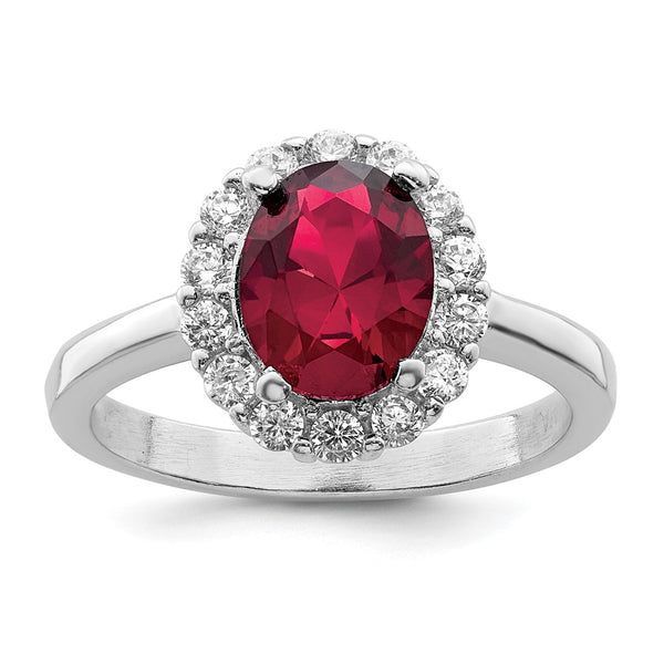 Rhodium-Plated Sterling Silver Ring with CZ Accents