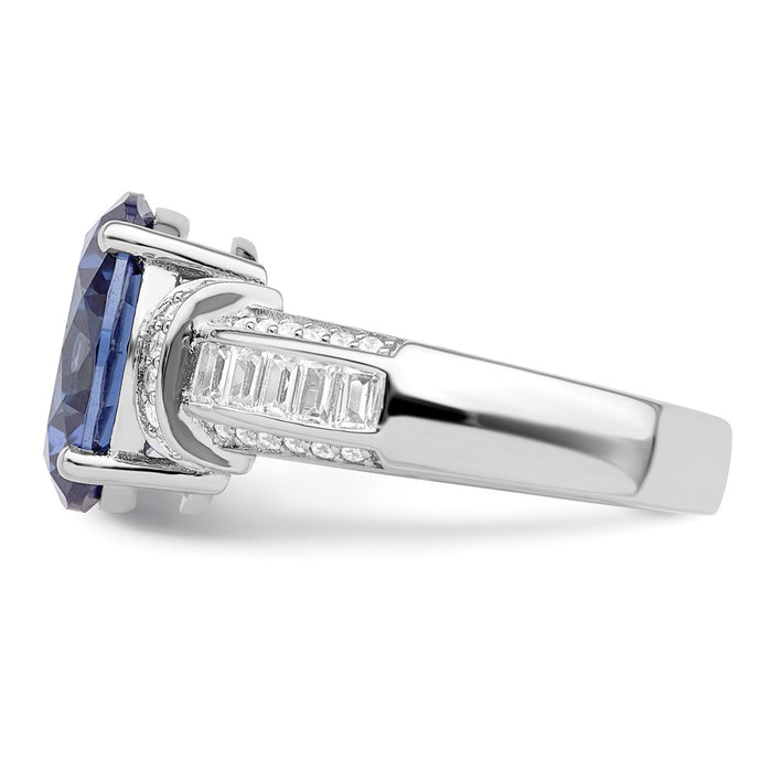 High-Quality Rhodium-Plated Sterling Silver Ring with Blue & White Zirconia - Stylish Value-3