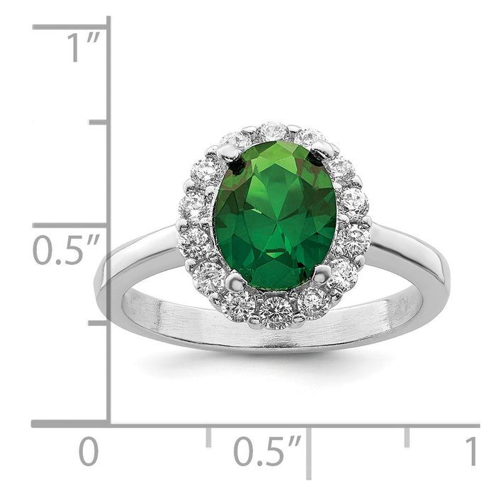 Exclusive Rhodium-Plated Sterling Silver Ring | Stylish Green & Clear CZ Stones-3