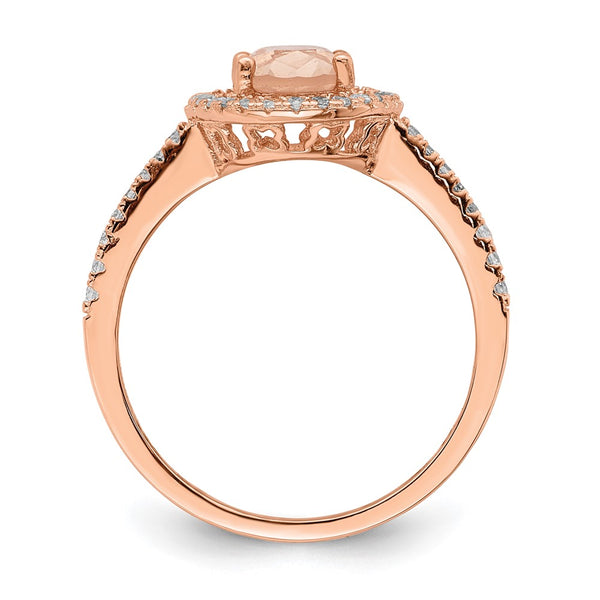 Rose Gold-Tone Sterling Silver Oval Ring with CZ Stones