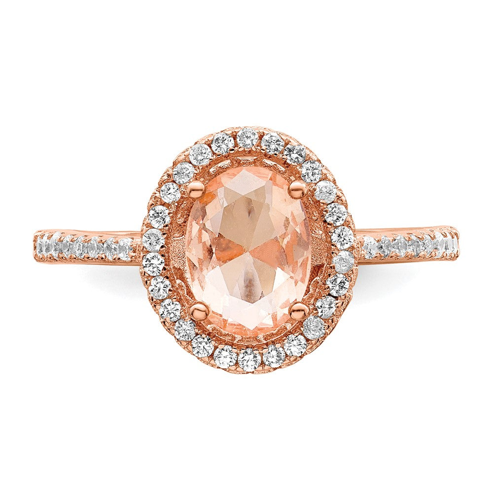 Buy Stylish Rose Gold-Tone Sterling Silver Oval Ring with CZ Stones, Affordable Price