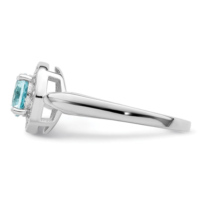 High-Quality Rhodium-Plated Sterling Silver Ring with CZ & Blue Glass - Stylish Value-3
