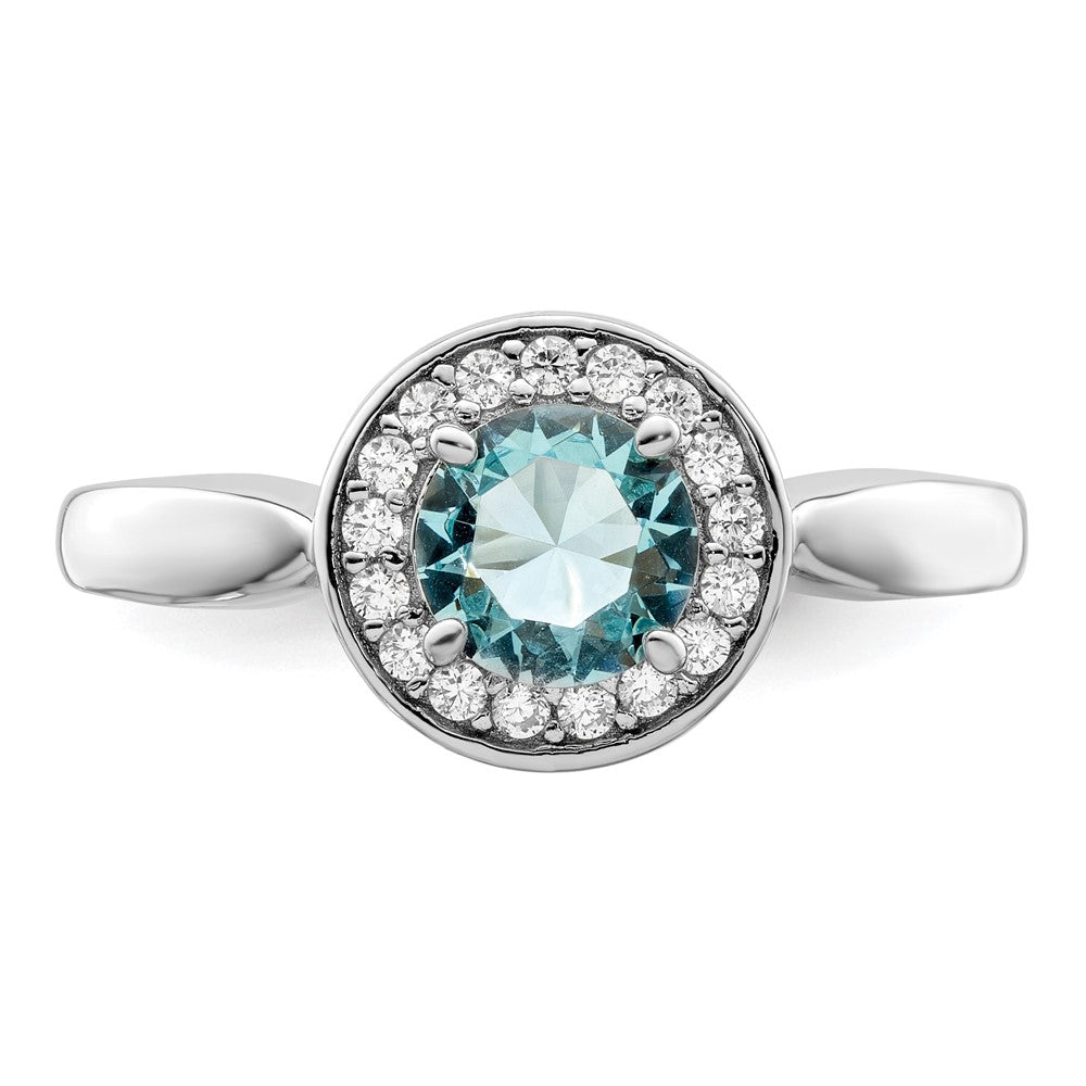 High-Quality Rhodium-Plated Sterling Silver Ring with CZ & Blue Glass - Stylish Value