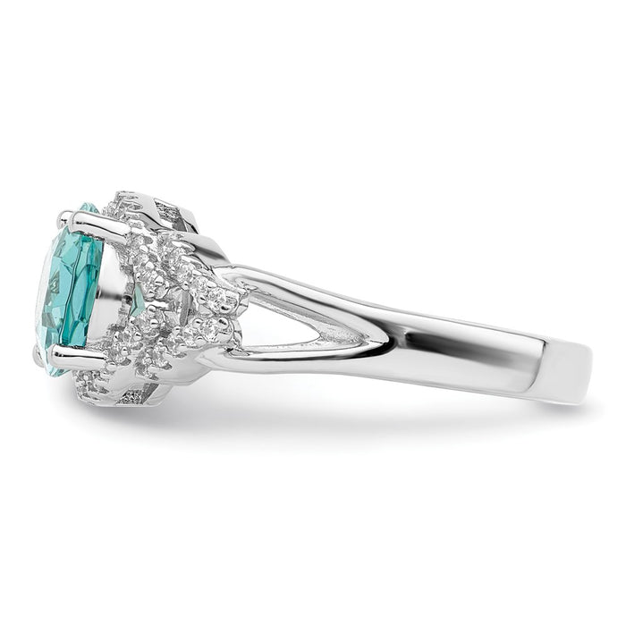 Shop Stylish Rhodium-Plated Sterling Silver Ring with Green & White CZ, 8mm-3