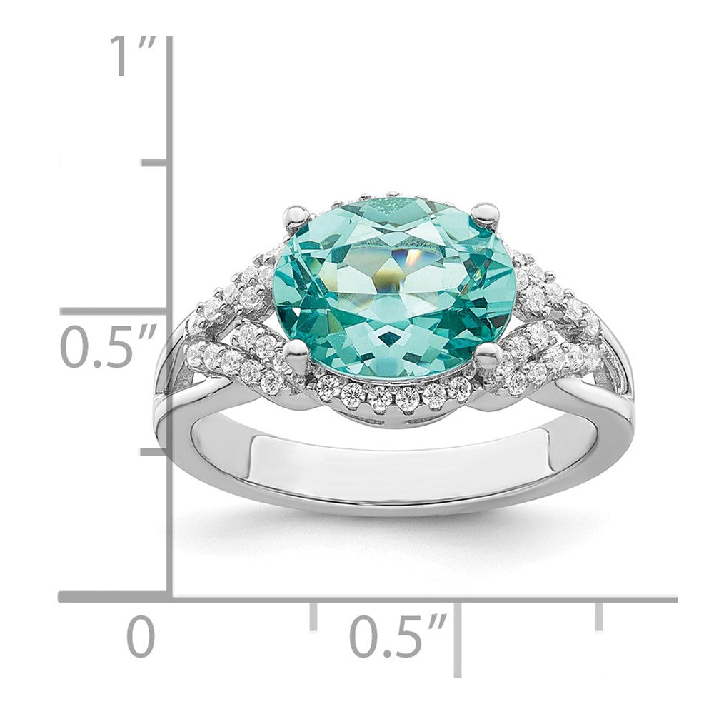 Buy Exclusive Rhodium-Plated Sterling Silver Ring with Green & White CZ Stones