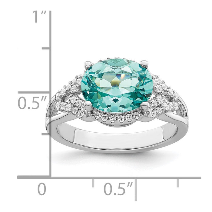 Buy Exclusive Rhodium-Plated Sterling Silver Ring with Green & White CZ Stones-3