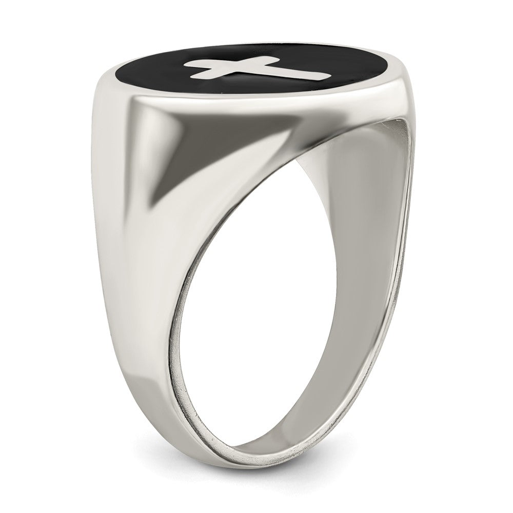 Buy Exclusive Rhodium-Plated Sterling Silver Enamel Cross Ring - Stylish Value!