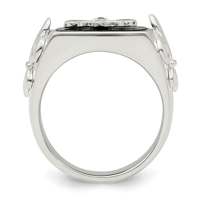 Buy Stylish Sterling Silver Fleur de Lis Ring with .03 Carat Ruby and Agate-2