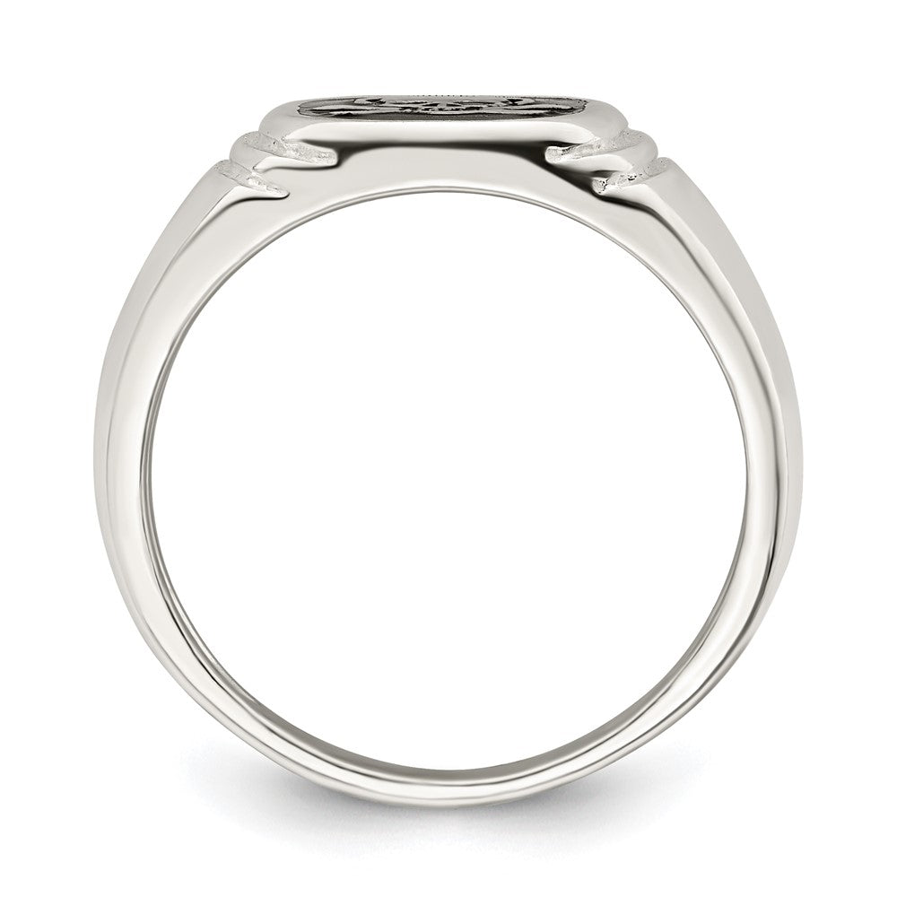 Buy Stylish Men's Sterling Silver Skull & Crossbones Ring, Black Enamel Finish