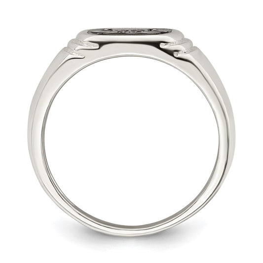 Buy Stylish Men's Sterling Silver Skull & Crossbones Ring, Black Enamel Finish