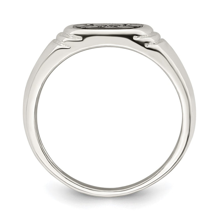 Buy Stylish Men's Sterling Silver Skull & Crossbones Ring, Black Enamel Finish-2