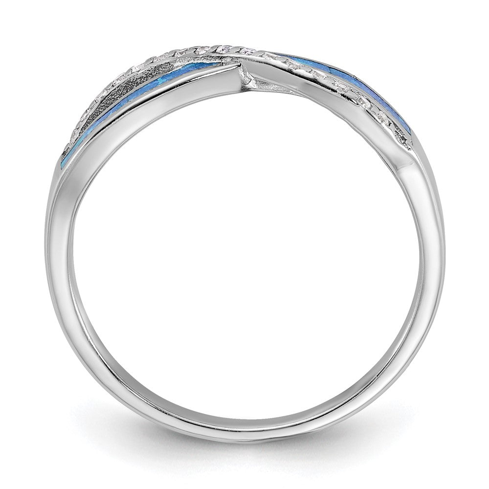 Buy Stylish Sterling Silver Infinity Ring with CZ & Blue Opal Inlay - Affordable Elegance
