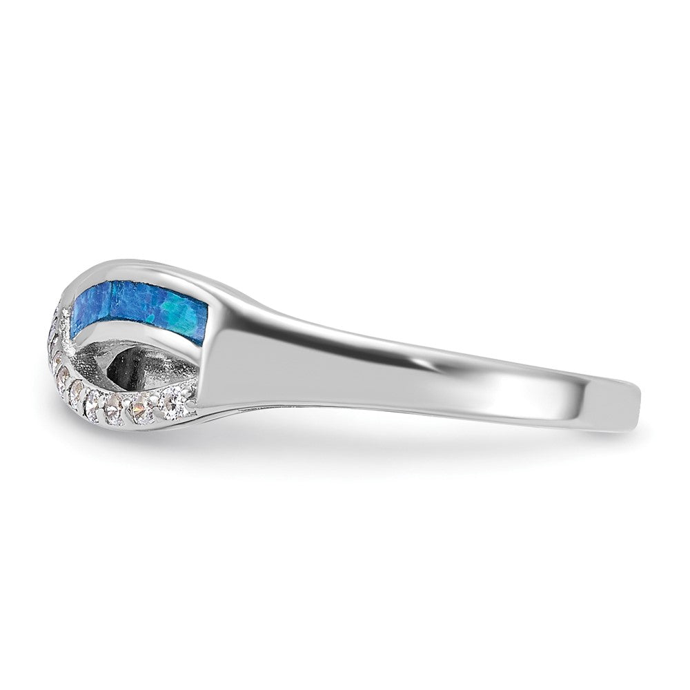 Buy Stylish Sterling Silver Infinity Ring with CZ & Blue Opal Inlay - Affordable Elegance