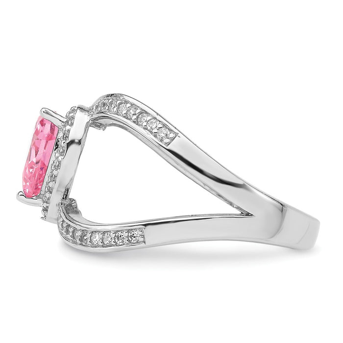 Shop Exclusive Rhodium-Plated Sterling Silver Heart Ring with CZ Stones, Stylish Design-3