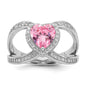 Buy Exclusive Rhodium-Plated Sterling Silver Heart Ring, Stylish CZ Stones-1