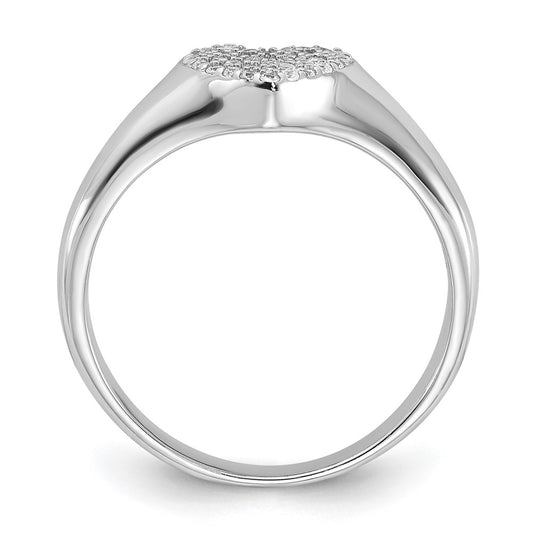 Exclusive Rhodium-Plated Sterling Silver Micro Pave CZ Heart Ring - Stylish Value