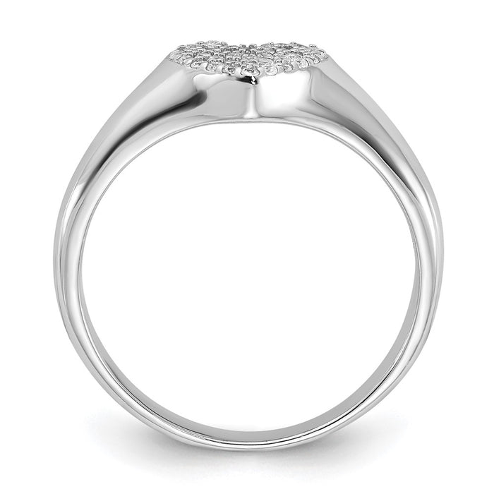 Exclusive Rhodium-Plated Sterling Silver Micro Pave CZ Heart Ring - Stylish Value-2