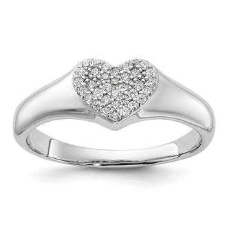 Buy Stylish Rhodium-Plated Sterling Silver Micro Pave CZ Heart Ring - Affordable Elegance
