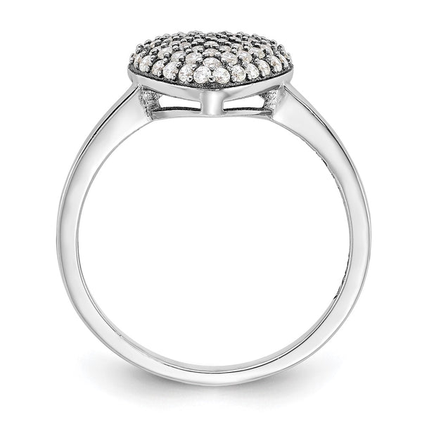 Rhodium-Plated Sterling Silver Pave CZ Heart Ring