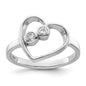 Buy Stylish Rhodium-Plated Sterling Silver Open Heart Ring with CZ - Affordable Elegance!-1