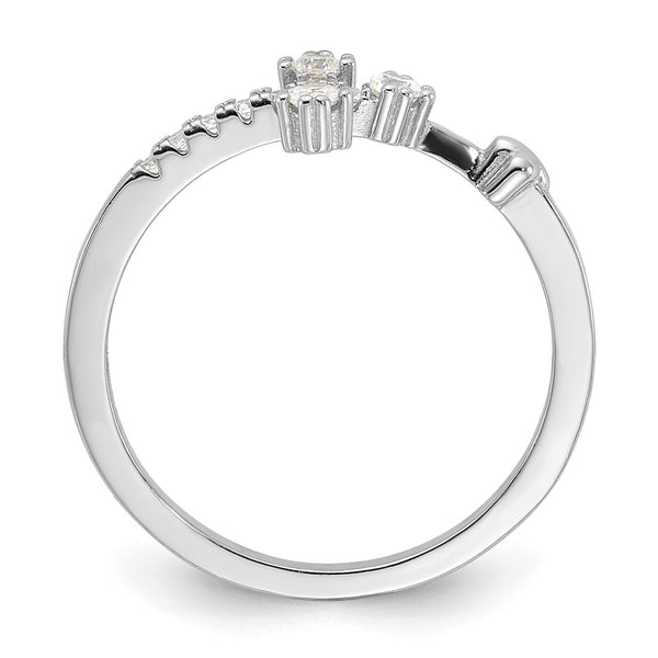 Platinum-Plated Sterling Silver CZ Cross Ring