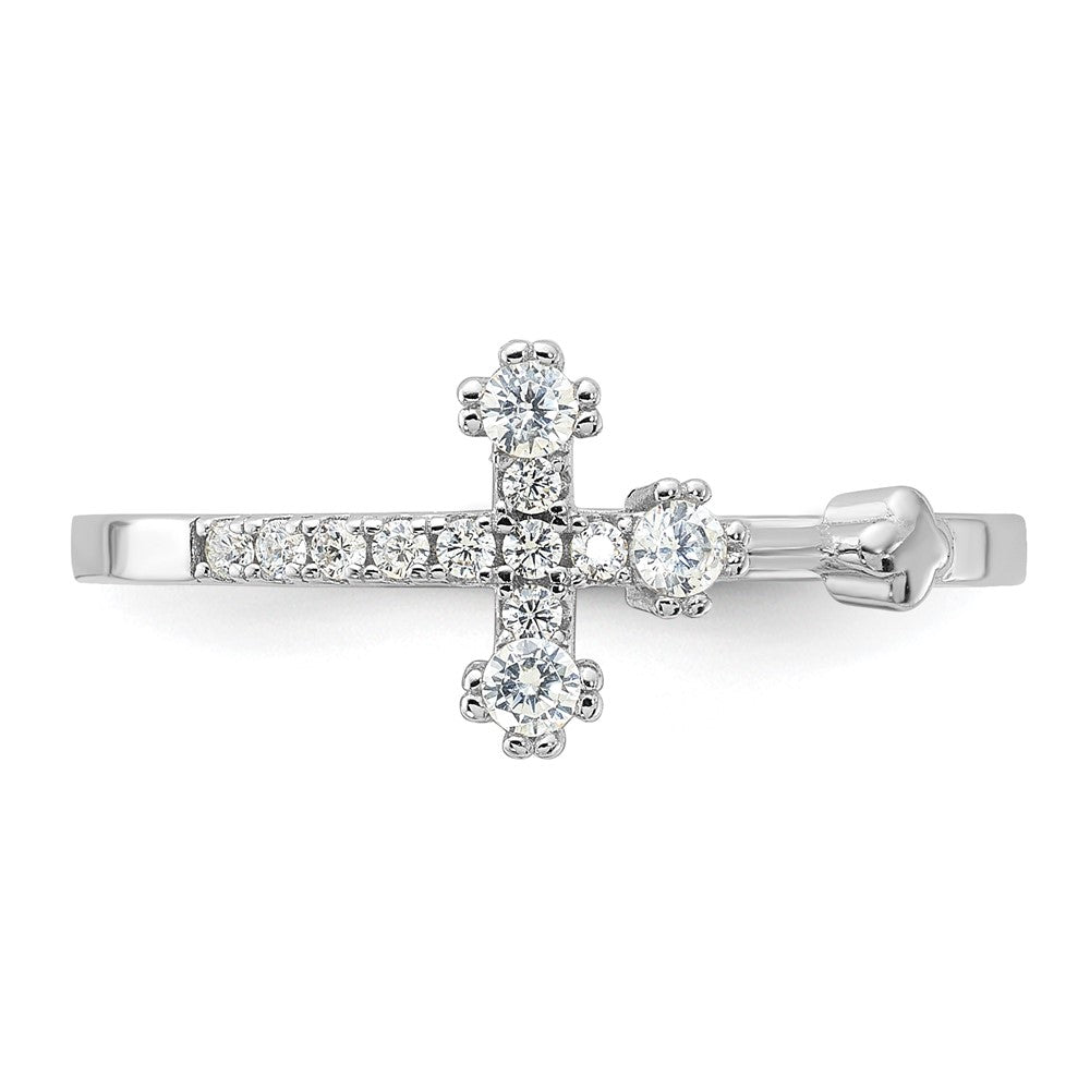 High-Quality Platinum-Plated Sterling Silver CZ Cross Ring | Stylish Value