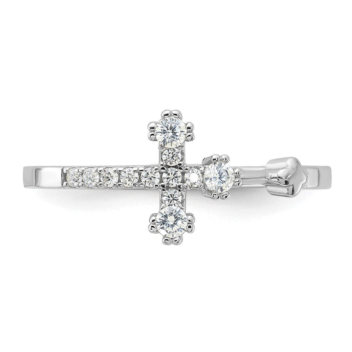 Buy Stylish Platinum-Plated Sterling Silver CZ Cross Ring - Affordable Luxury!-4