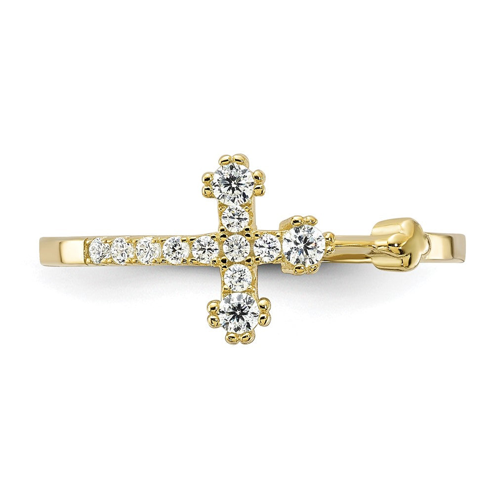 Exclusive Gold-Tone Sterling Silver CZ Cross Ring - Stylish & Affordable Design