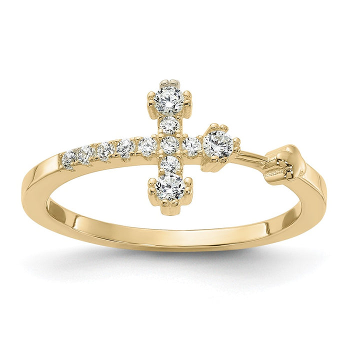 High-Quality Gold-Tone Sterling Silver CZ Cross Ring - Stylish & Affordable!-1