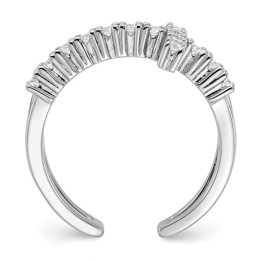 Shop Stylish Rhodium-Plated Sterling Silver Double Cross CZ Ring - 2.5g