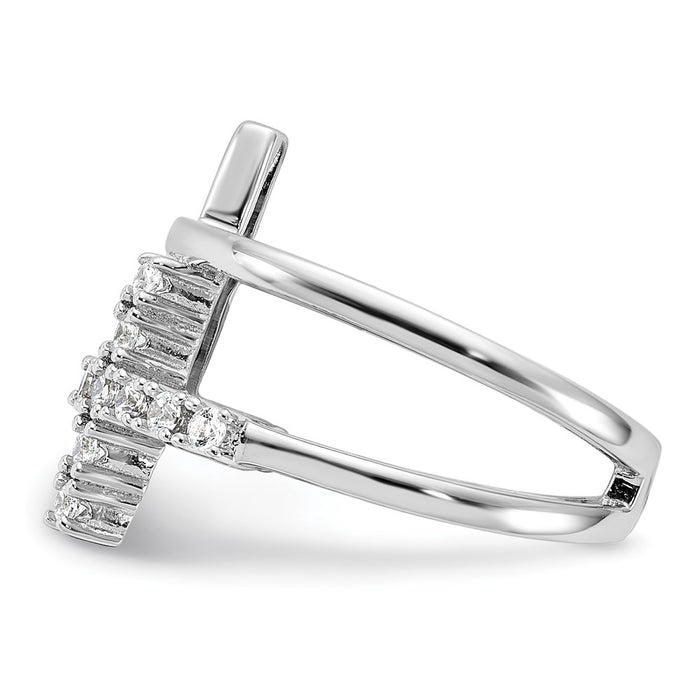 Shop Stylish Rhodium-Plated Sterling Silver Double Cross CZ Ring - 2.5g-3
