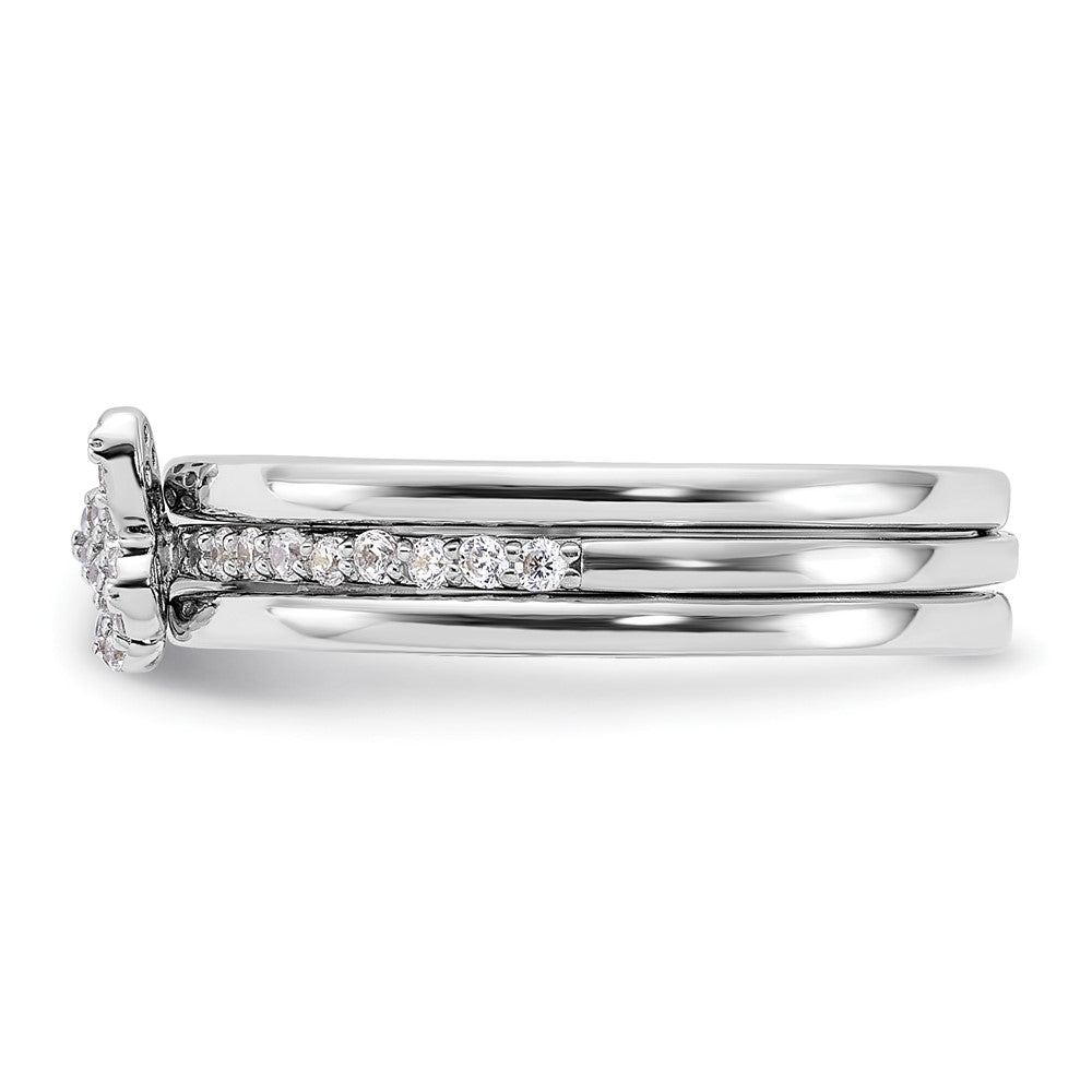 Shop Exclusive Sterling Silver CZ Butterfly Ring Set - Stylish 3-Piece Bands