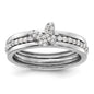 High-Quality Sterling Silver Rhodium-Plated CZ Butterfly Ring Set - Affordable 3-Piece-1