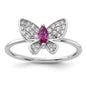 Buy Stylish Rhodium-Plated Sterling Silver Butterfly Ring with CZ Accents-1