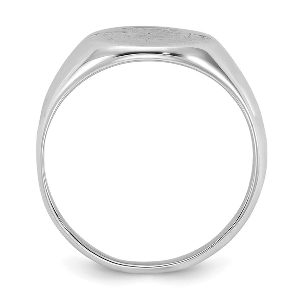 Polished Rose Signet Ring - Rhodium-Plated Silver
