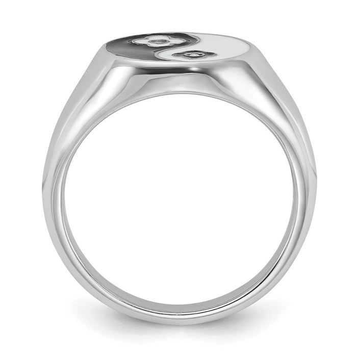 Shop Stylish Rhodium-Plated Sterling Silver Yin Yang Ring with CZ Accents-2