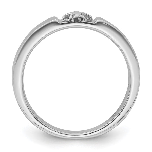 Rhodium-Plated Sterling Silver Fleur-de-Lis Band Ring