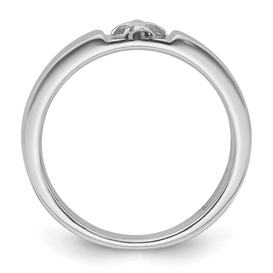 Exclusive Rhodium-Plated Sterling Silver Fleur-de-Lis Band Ring | Stylish Value