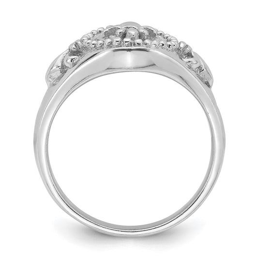Shop High-Quality Rhodium-Plated Sterling Silver Fleur de Lis Ring - Stylish Value!