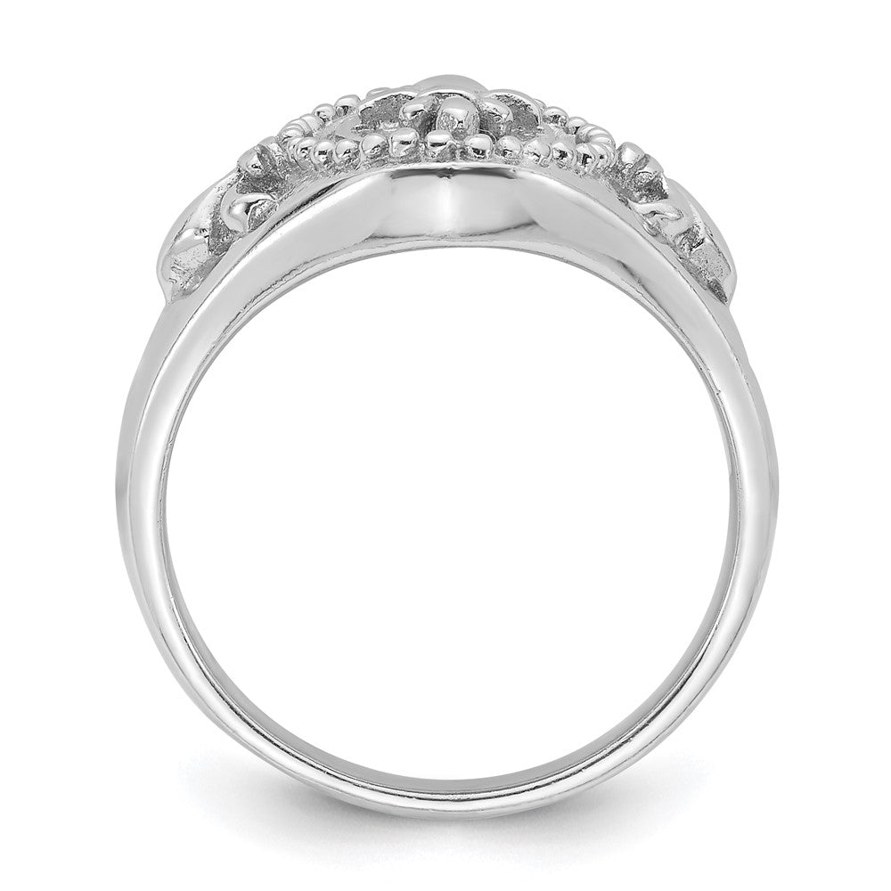 Shop Stylish Rhodium-Plated Sterling Silver Fleur de Lis Ring - Affordable Elegance