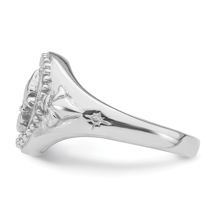 Shop Stylish Rhodium-Plated Sterling Silver Fleur de Lis Ring - Affordable Elegance-3