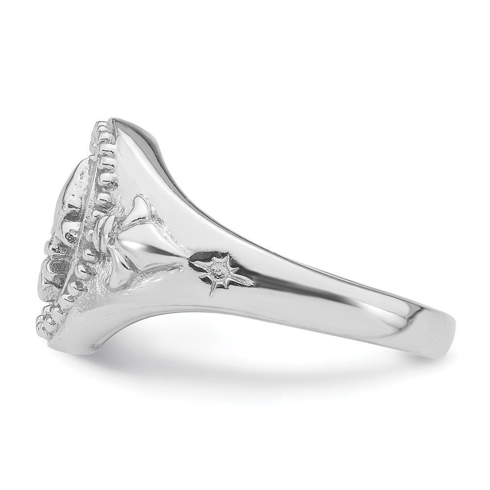 Shop High-Quality Rhodium-Plated Sterling Silver Fleur de Lis Ring - Stylish Value!