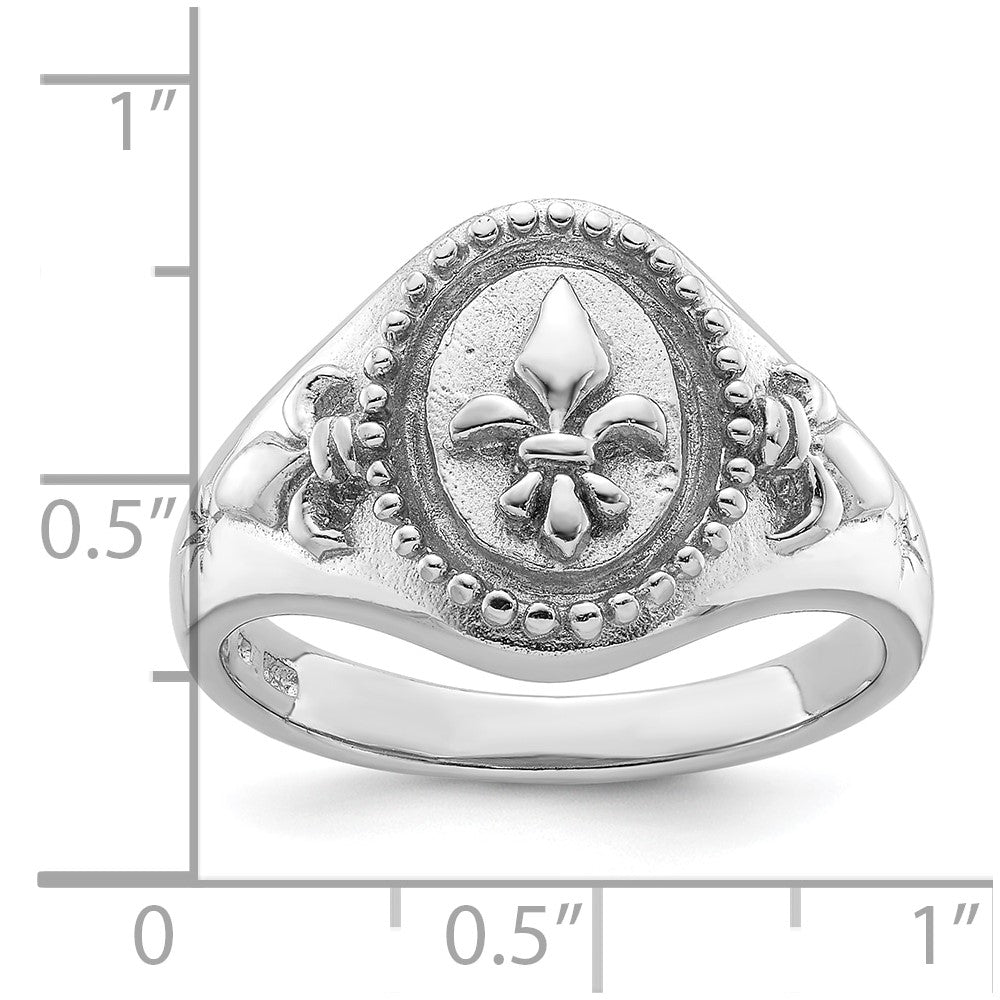 Shop High-Quality Rhodium-Plated Sterling Silver Fleur de Lis Ring - Stylish Value!
