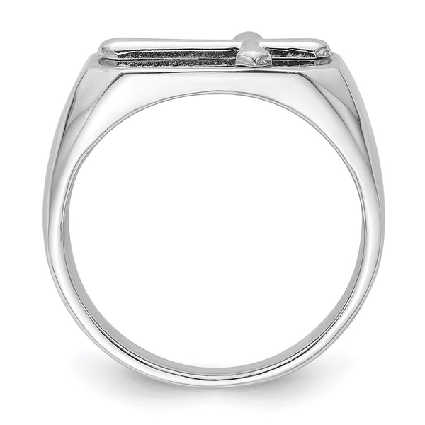 Polished Cross Ring - Rhodium-Plated Sterling Silver