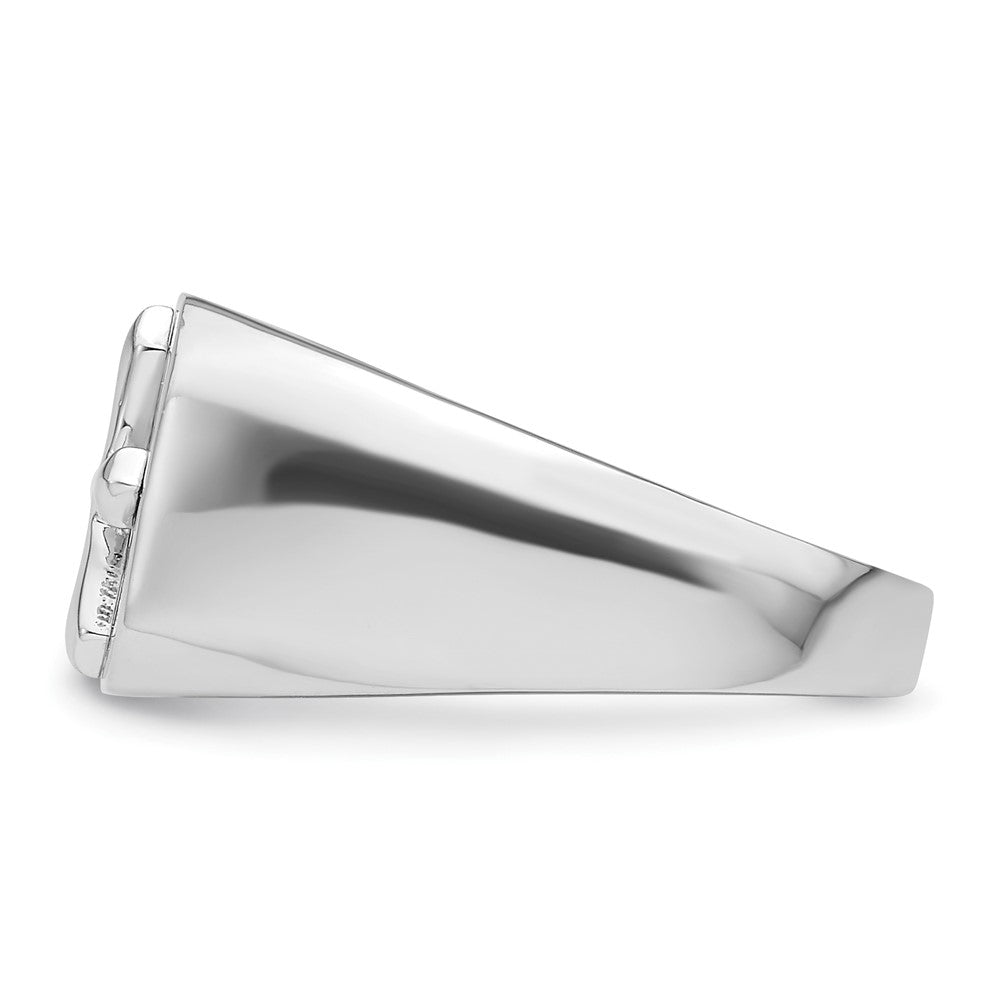 High-Quality Polished Cross Ring in Rhodium-Plated Sterling Silver - Stylish Value!
