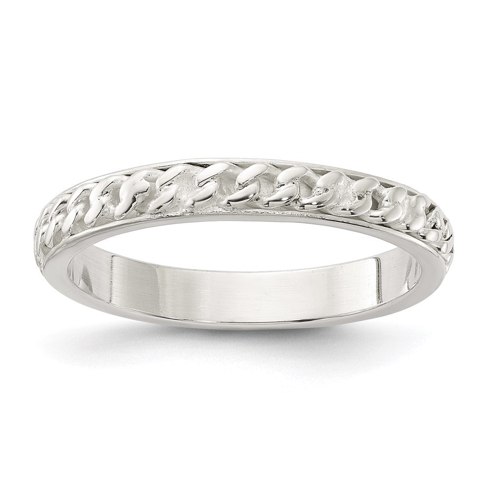 High-Quality 3mm Sterling Silver Band with Stylish Inlay Chain Design