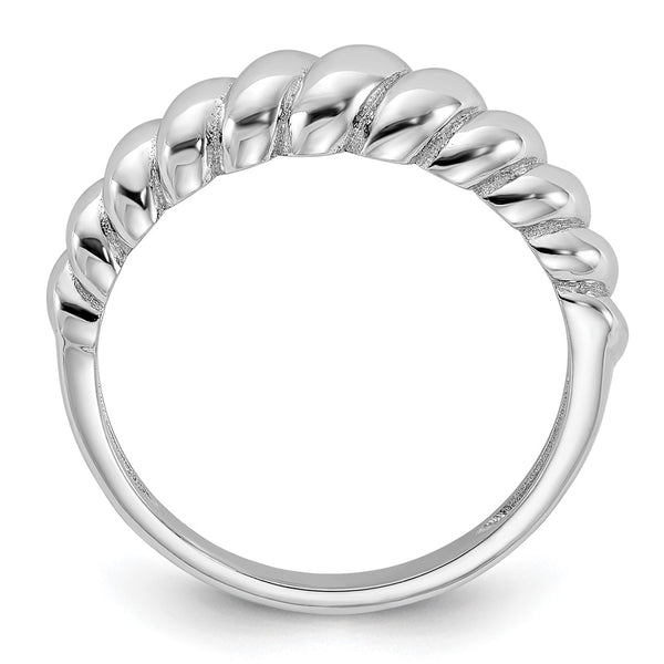 Rhodium-Plated Sterling Silver Scalloped Ring